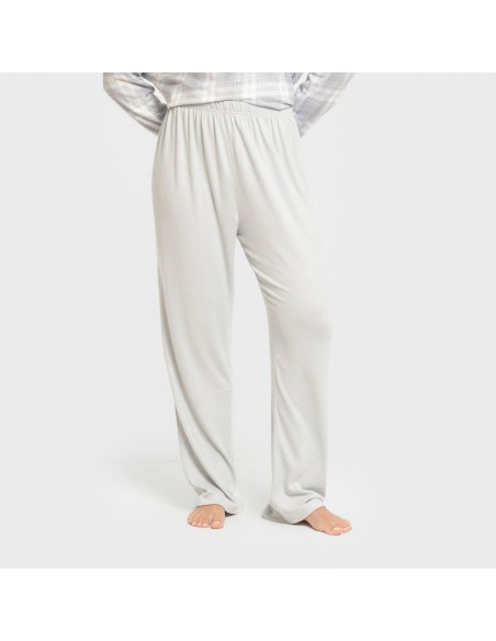 Pijama largo Secret mujer Cuadro Portland azul grisaceo pijamas-largos-de-mujer