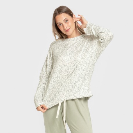 Pijama largo Secret mujer Veleta verde pijamas-largos-de-mujer