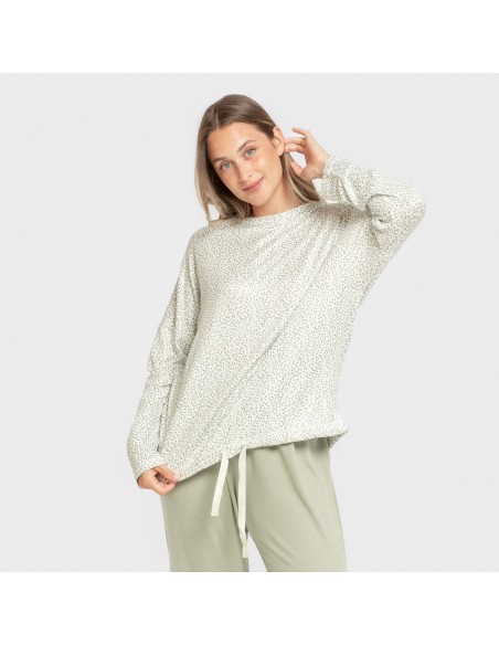 Pijama largo Secret mujer Veleta verde pijamas-largos-de-mujer