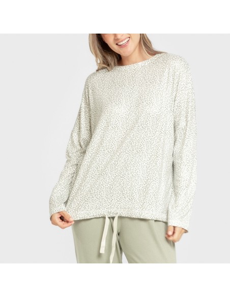 Pijama largo Secret mujer Veleta verde pijamas-largos-de-mujer