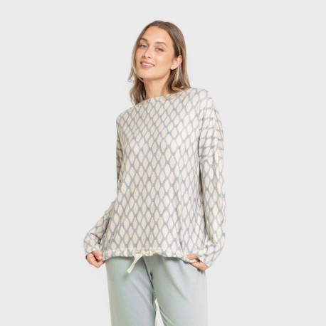 Pijama largo Secret mujer Orlando azul pijamas-largos-de-mujer