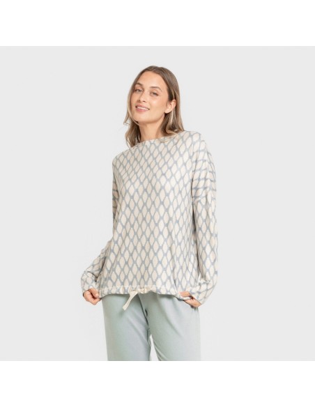 Pijama largo Secret mujer Orlando azul pijamas-largos-de-mujer
