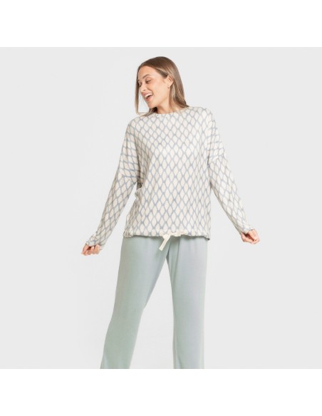 Pijama largo Secret mujer Orlando azul pijamas-largos-de-mujer