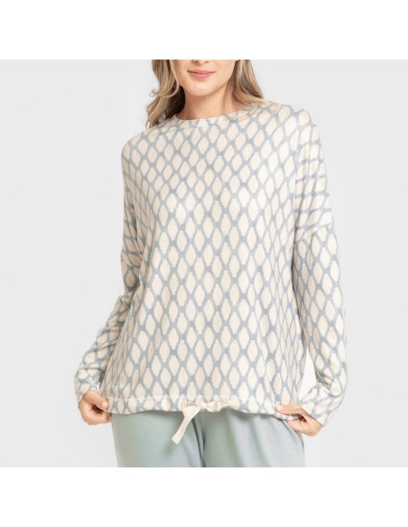 Pijama largo Secret mujer Orlando azul pijamas-largos-de-mujer