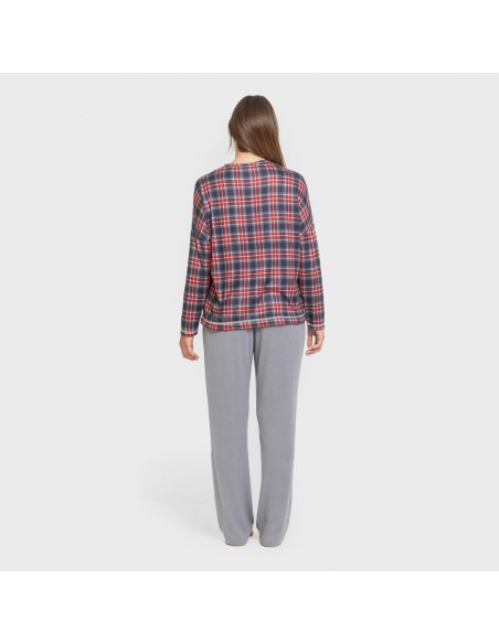 Pijama largo Secret mujer Cuadro Tuc indigo pijamas-largos-de-mujer