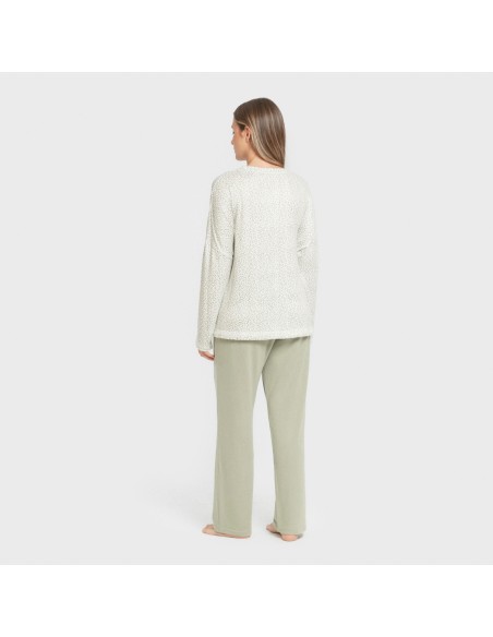 Pijama largo Secret mujer Veleta verde pijamas-largos-de-mujer