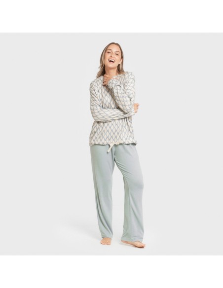 Pijama largo Secret mujer Orlando azul pijamas-largos-de-mujer