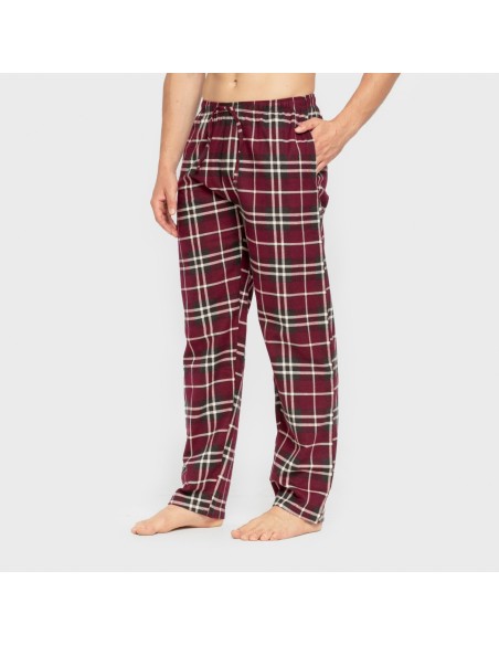 Pijama hombre franela Cuadro Sauron burdeos pijamas-largos-hombre