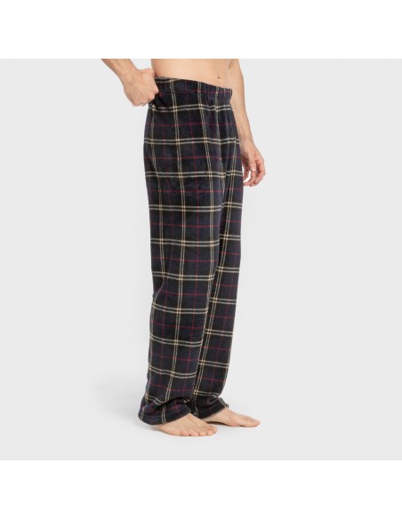 Pijama coral hombre Cuadro Tejada burdeos pijamas-largos-hombre