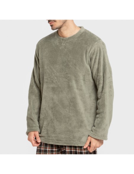 Pijama coral hombre Cuadro Frankfurt verde pijamas-largos-hombre