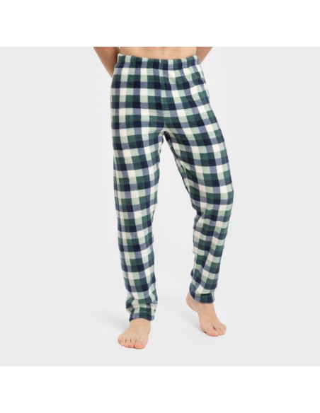 Pijama coral hombre Cuadro Ferni azul marino pijamas-largos-hombre