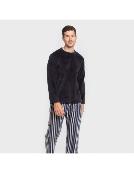 Pijama coral hombre Raya Vinicius azul pijamas-largos-hombre