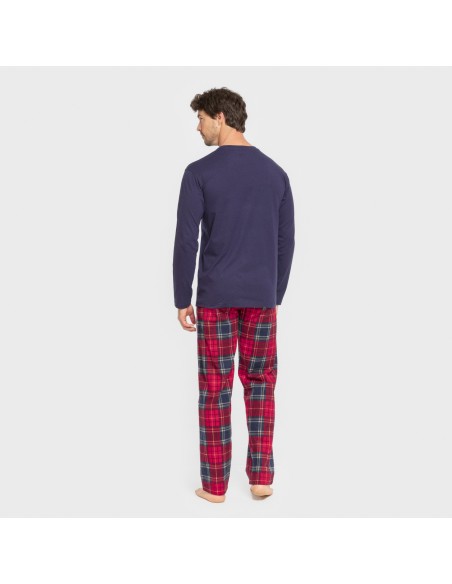 Pijama hombre franela Cuadro Bilbo azul marino pijamas-largos-hombre