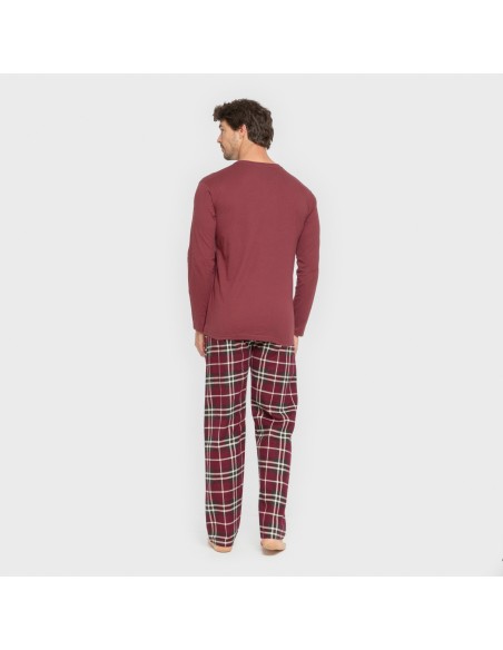 Pijama hombre franela Cuadro Sauron burdeos pijamas-largos-hombre