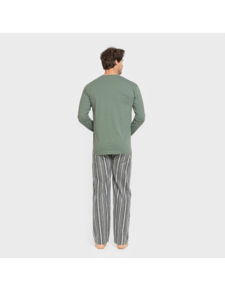 Pijama hombre franela Cronos verde pijamas-largos-hombre