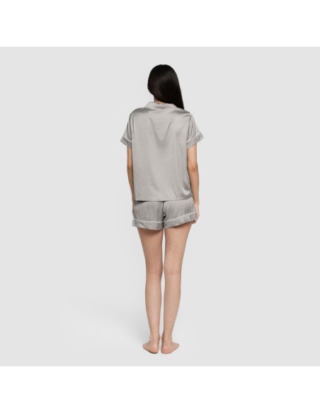Pijama corto de manga corta satén Friday liso pijamas-cortos-mujer