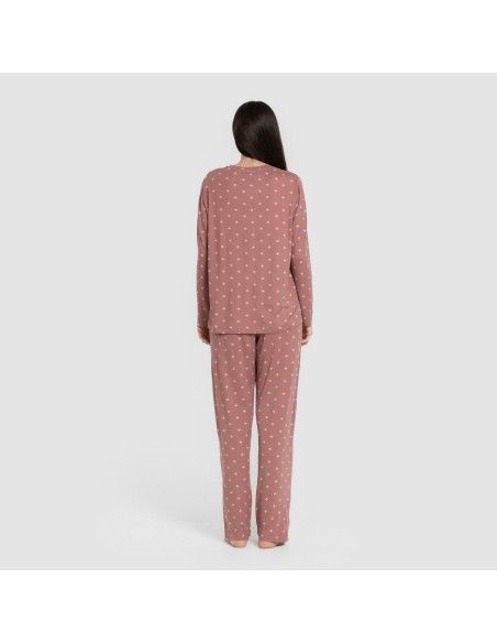 Pijama largo mujer soft Embera malva rosa pijamas-largos-de-mujer