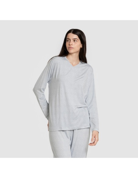 Pijama largo mujer soft Lolenda indigo pijamas-largos-de-mujer