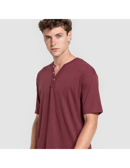 Pijama corto hombre con botones burdeos - marengo pijamas-cortos-hombre