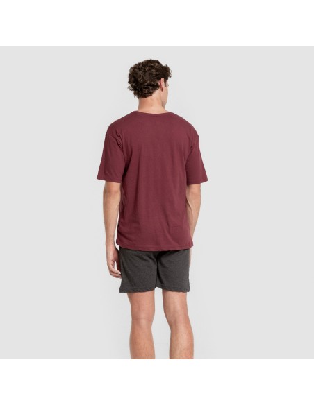 Pijama corto hombre con botones burdeos - marengo pijamas-cortos-hombre