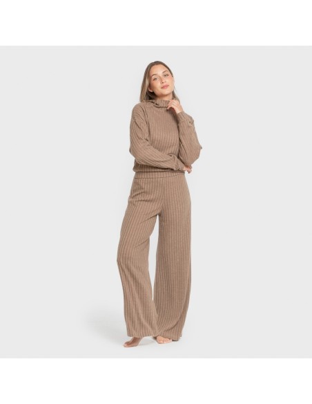 Pantalón largo ancho 4x2 canalé mujer pantalones-comodos-mujer