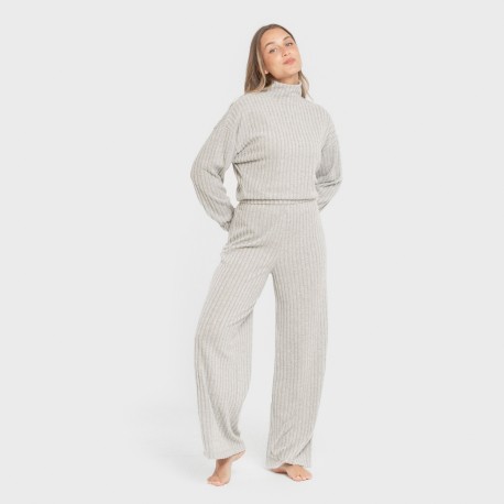 Pantalón largo ancho 4x2 canalé mujer pantalones-comodos-mujer