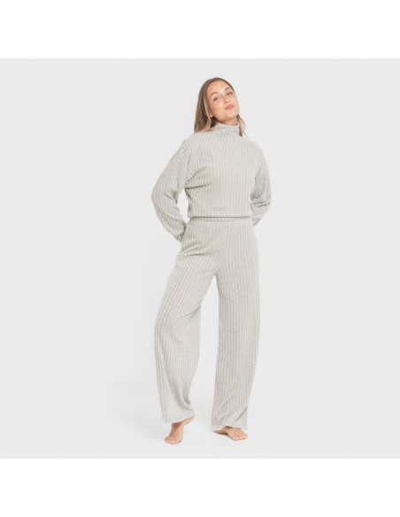 Pantalón largo ancho 4x2 canalé mujer pantalones-comodos-mujer