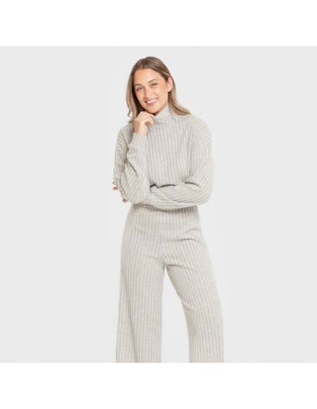 Pantalón largo ancho 4x2 canalé mujer pantalones-comodos-mujer