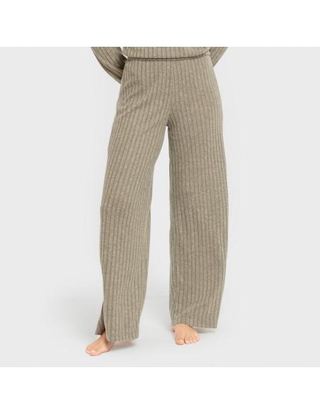 Pantalón largo ancho 4x2 canalé mujer pantalones-comodos-mujer