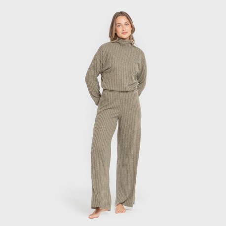 Pantalón largo ancho 4x2 canalé mujer pantalones-comodos-mujer