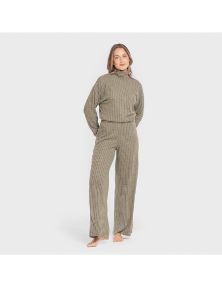 Pantalón largo ancho 4x2 canalé mujer pantalones-comodos-mujer