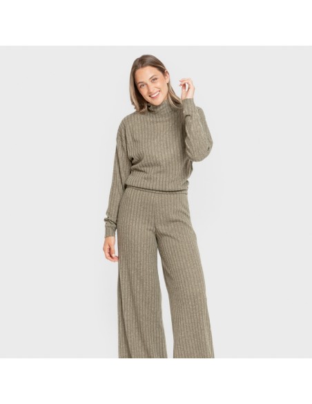 Pantalón largo ancho 4x2 canalé mujer pantalones-comodos-mujer
