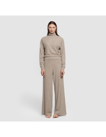 Pantalón largo ancho 4x2 canalé mujer pantalones-comodos-mujer