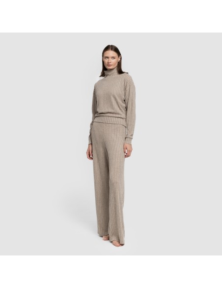 Pantalón largo ancho 4x2 canalé mujer pantalones-comodos-mujer