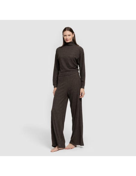 Pantalón largo ancho 4x2 canalé mujer pantalones-comodos-mujer