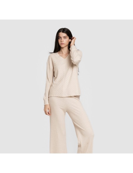 Pantalón largo polyamide canalé mujer pantalones-comodos-mujer