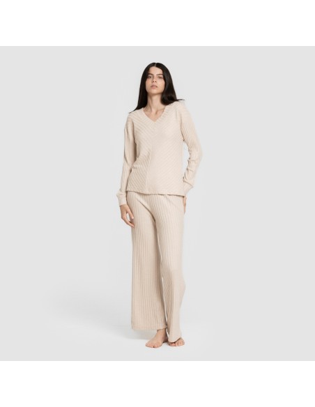 Pantalón largo polyamide canalé mujer pantalones-comodos-mujer