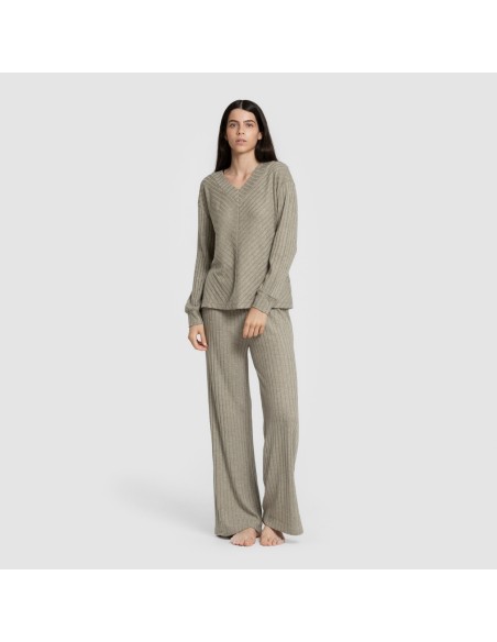 Pantalón largo polyamide canalé mujer pantalones-comodos-mujer