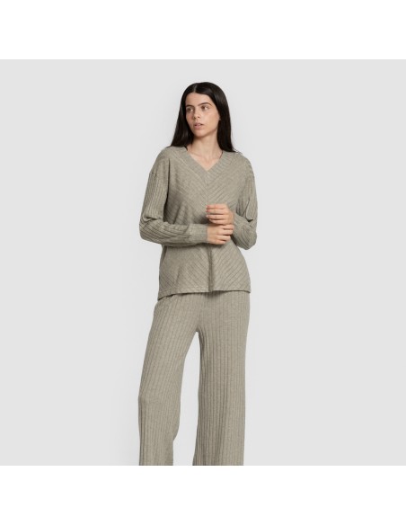 Pantalón largo polyamide canalé mujer pantalones-comodos-mujer