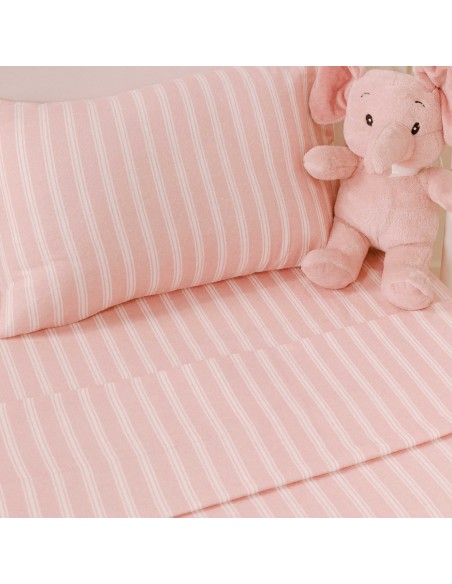 Juego de sábanas franela Raya Marsella rosa keike cuna sabanas-cuna-bebe