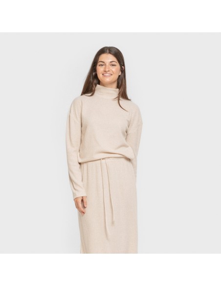 Jersey cuello subido rib canalé mujer jersey