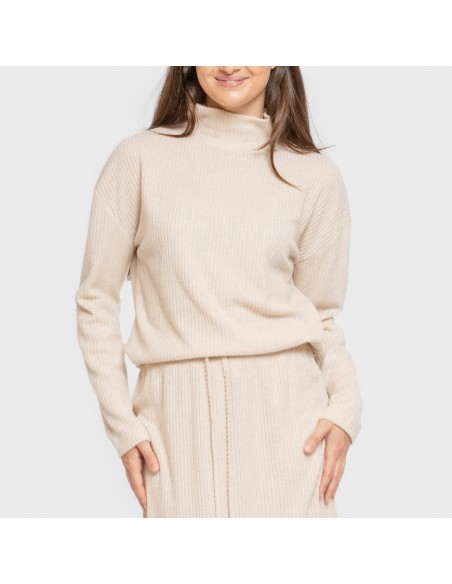 Jersey cuello subido rib canalé mujer jersey