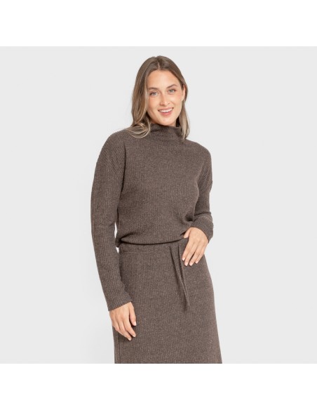 Jersey cuello subido rib canalé mujer jersey