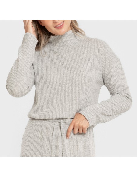 Jersey cuello subido rib canalé mujer jersey