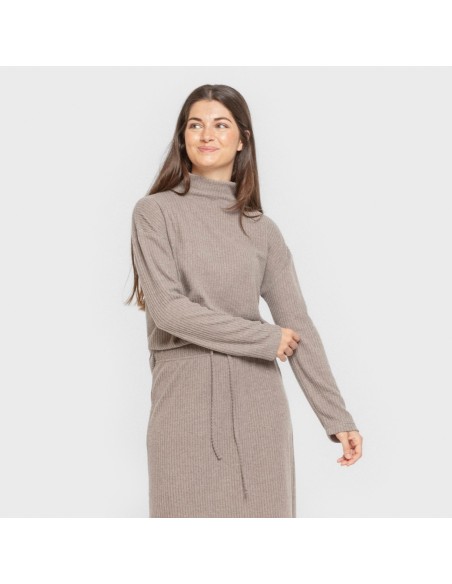 Jersey cuello subido rib canalé mujer jersey