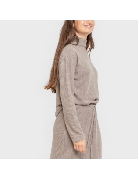 Jersey cuello subido rib canalé mujer jersey