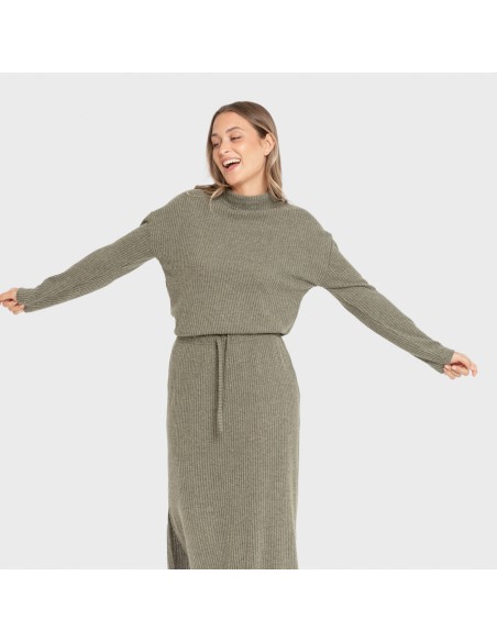 Jersey cuello subido rib canalé mujer jersey