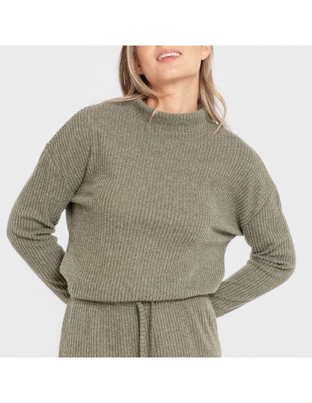 Jersey cuello subido rib canalé mujer jersey