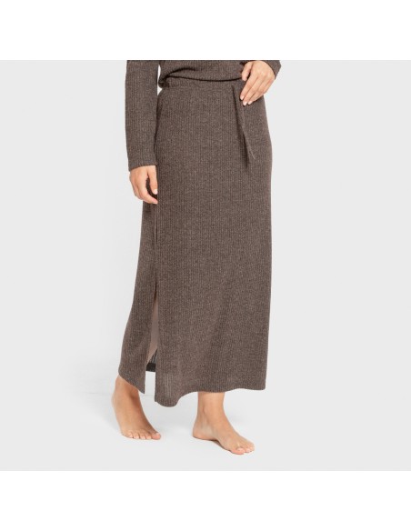 Falda midi rib canalé mujer faldas