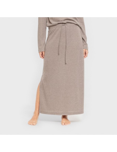Falda midi rib canalé mujer faldas